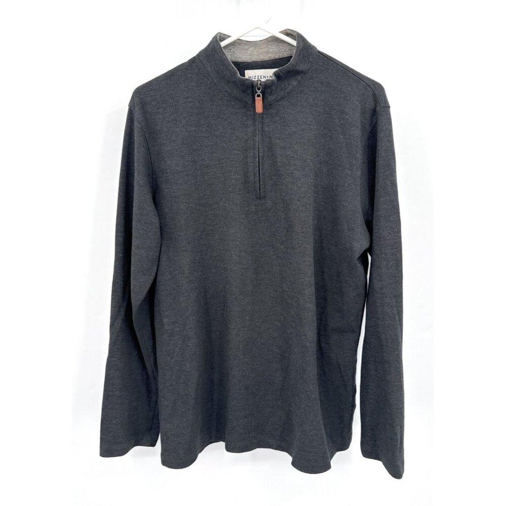 Mizzen + Main Men's Golf Pullover‎ Large 1/4 Zip Gray Sweater Stretch